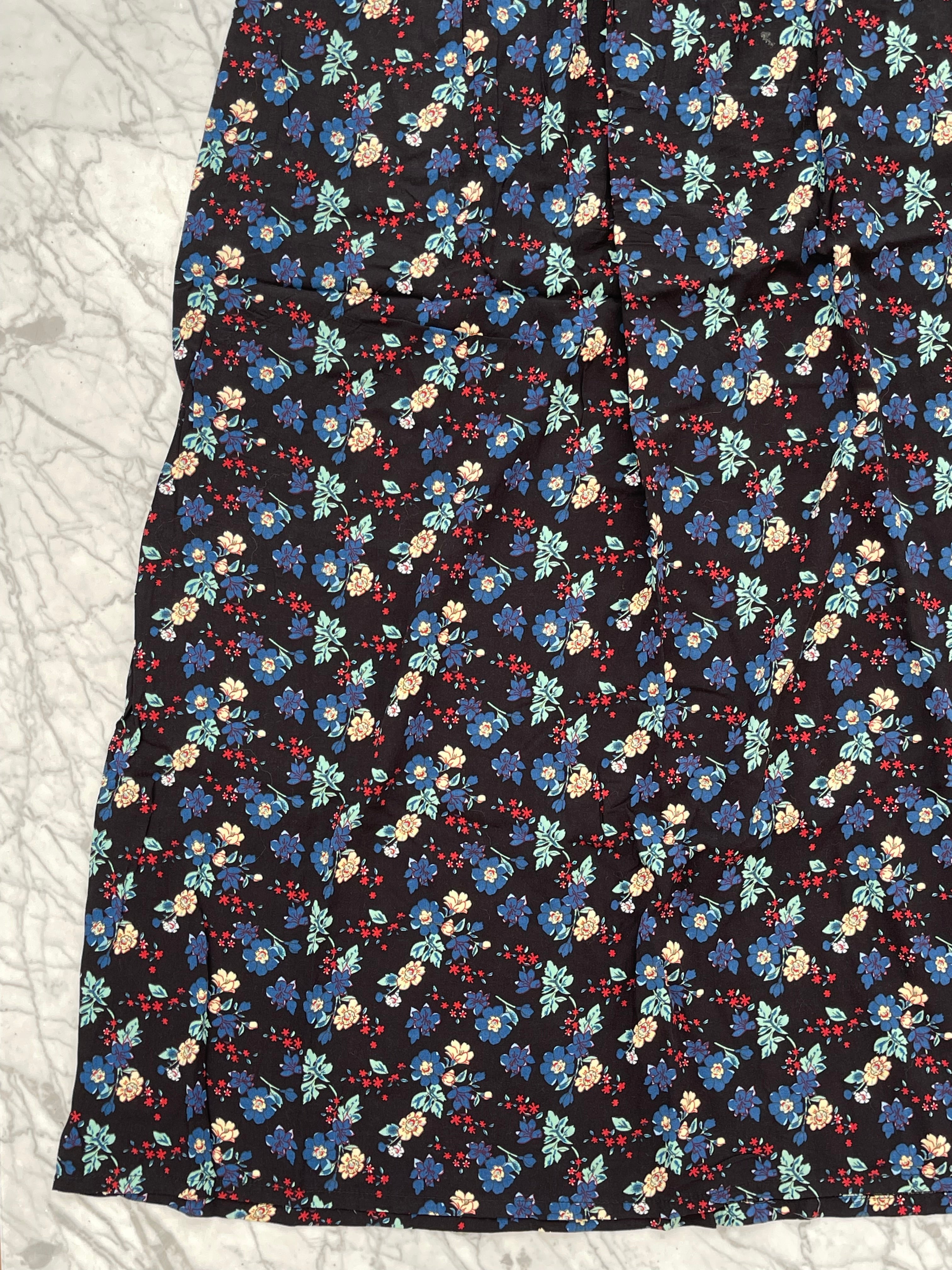 Falda larga negra floreada - Sybilla